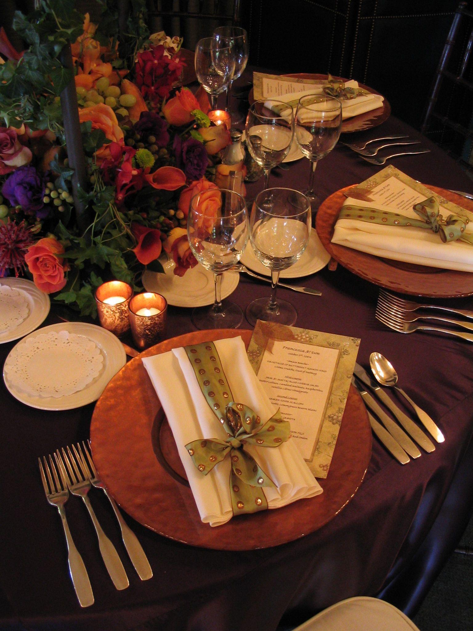 Holiday place setting at a guest table