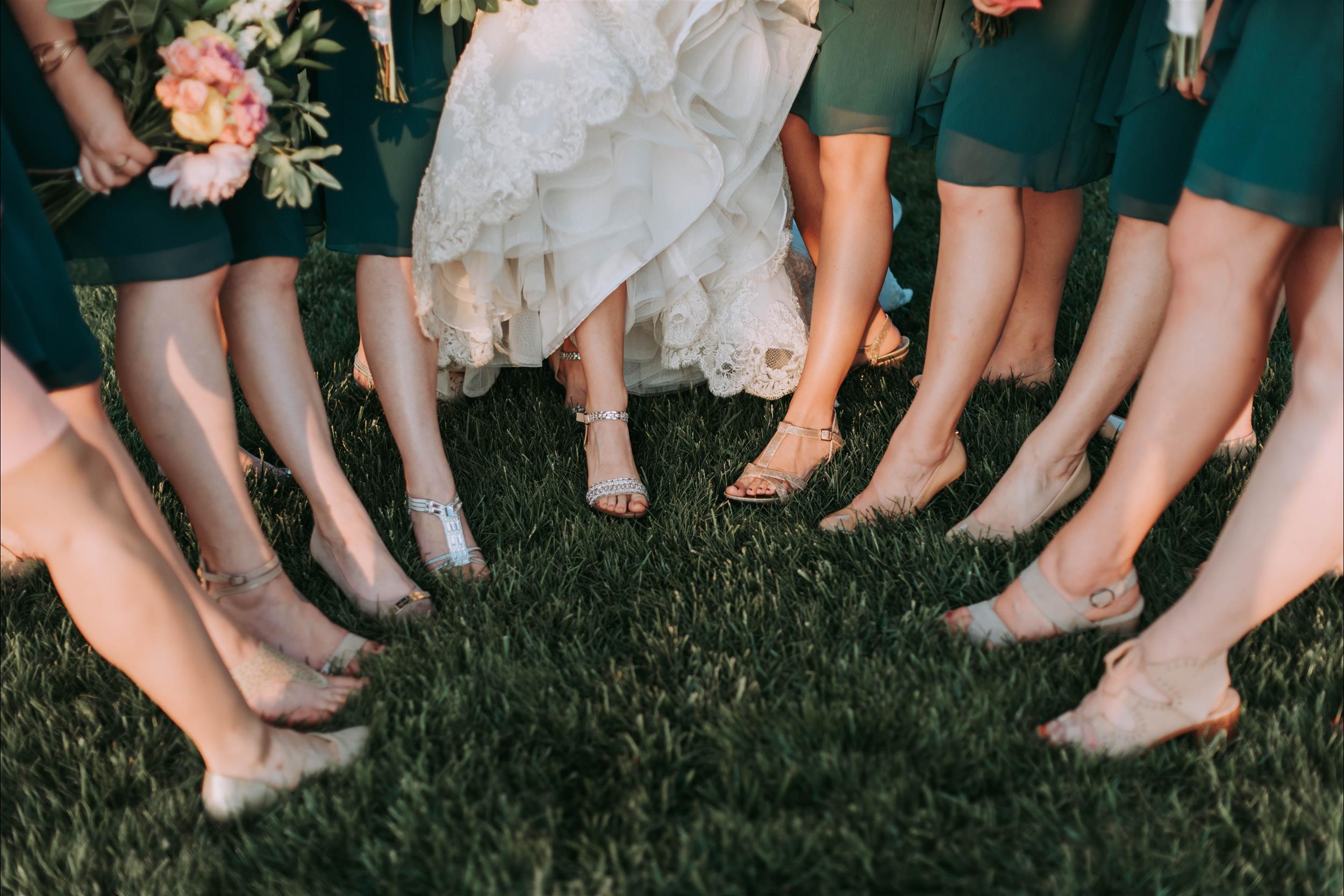 Bride and bridesmaids feet